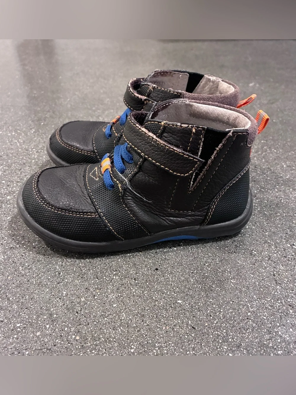 See Kai Run Toddler High Top Sneakers Black Blue Hook & Loop Shoes Size 9.5